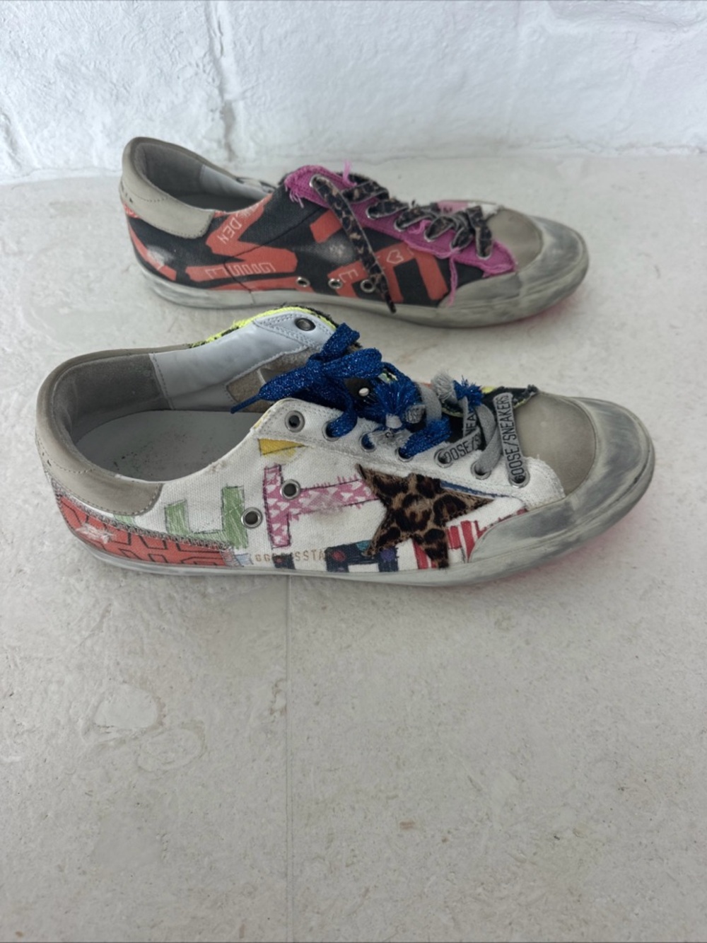 Golden Goose Multi-Color Leopard Print & Neon Accent Sneakers - Picture 5 of 9